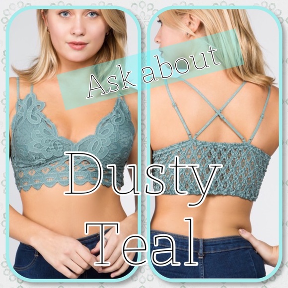 Anemone Charcoal Free Boho Floral Anemone Gray Lace Bralette - Picture 5 of 6